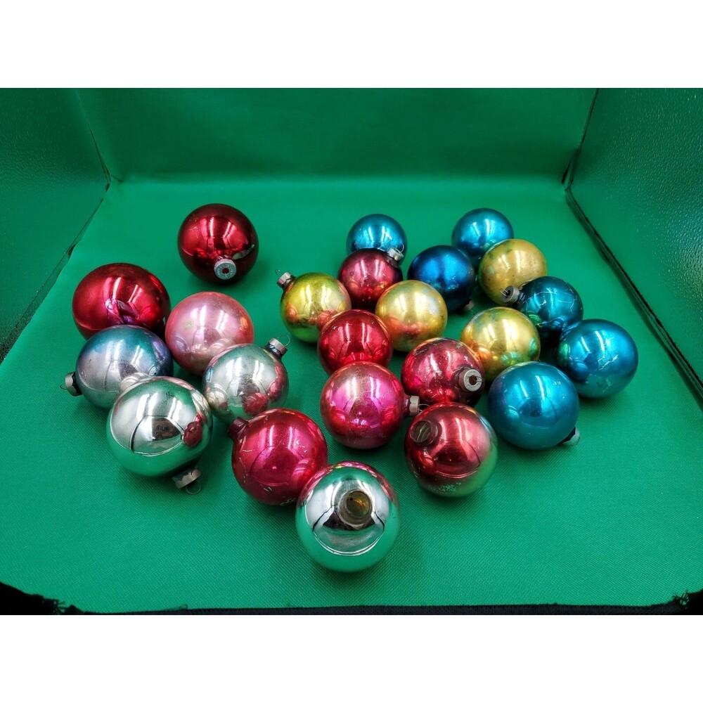 Lot of 23 Vintage Glass Christmas Ornaments (2) Shiny Brite Others Made in USA